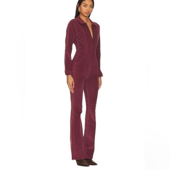 new FREE PEOPLE We The Free Cordovan Jayde Cord Flare Jumpsuit 5T3 - Picture 1 of 6